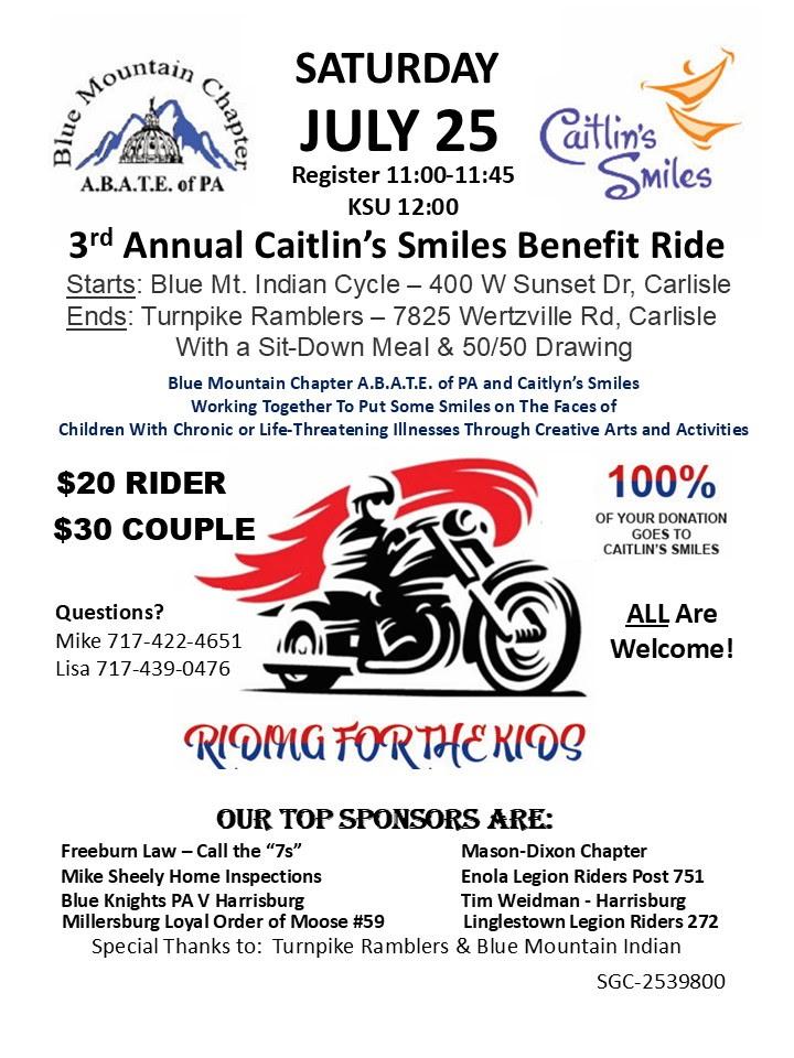 3rd Annual Caitlin's Smiles Benefit Ride